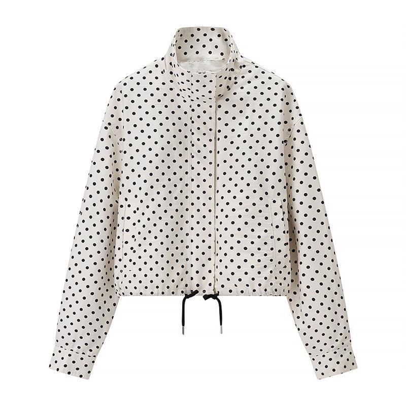 Damen Zweiteiliges Gepunktetes Blazer- und Shorts-Set mit Volumenärmeln und hoher Taille Nord Taschen
