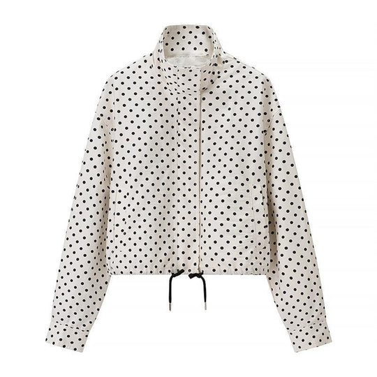 Damen Zweiteiliges Gepunktetes Blazer- und Shorts-Set mit Volumenärmeln und hoher Taille Nord Taschen