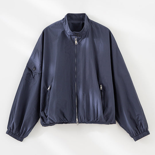 Damen Kurze technische Bomberjacke im Oversize‑Stil mit Ärmeltasche und Zwei‑Wege‑Reißverschluss Nord Taschen