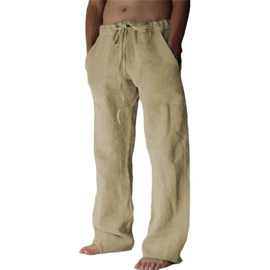 Herren Leinenhose mit weitem Schnitt Kordelzug und Seitentaschen Nord Taschen