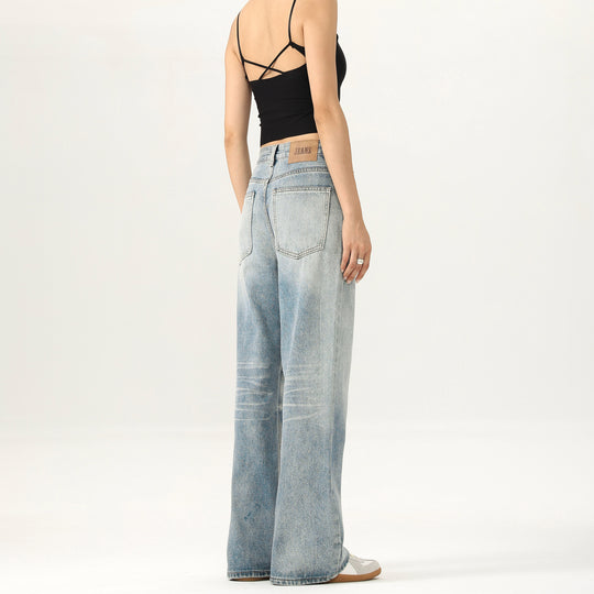 Damen Relaxed Straight-to-Flare Jeans im Vintage-Look mit extra langer Saumkante Nord Taschen