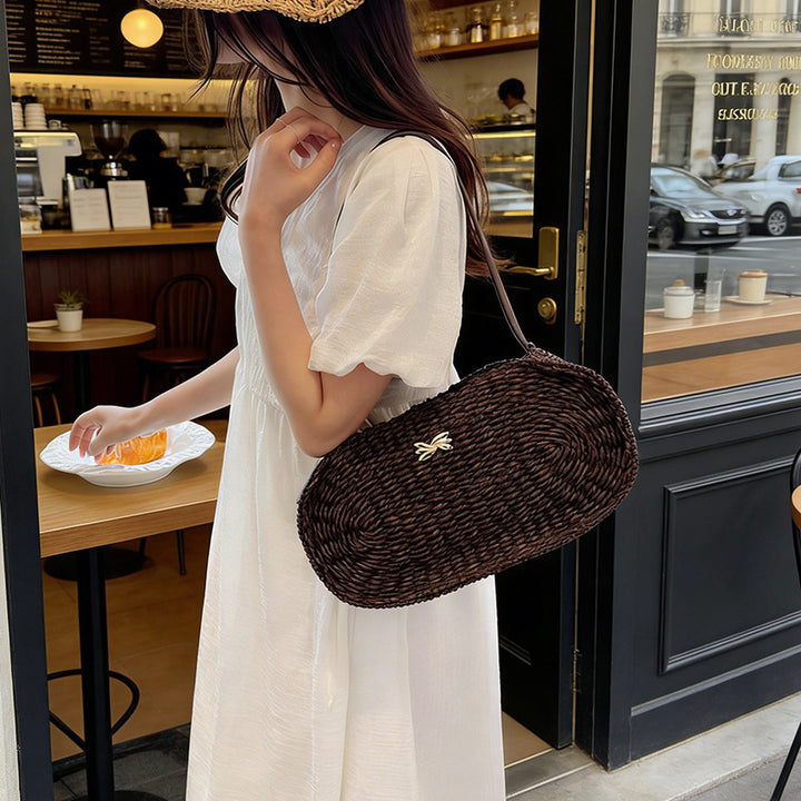 Damen Rucksack-Handtasche aus geflochtenem Naturmaterial Nord Taschen