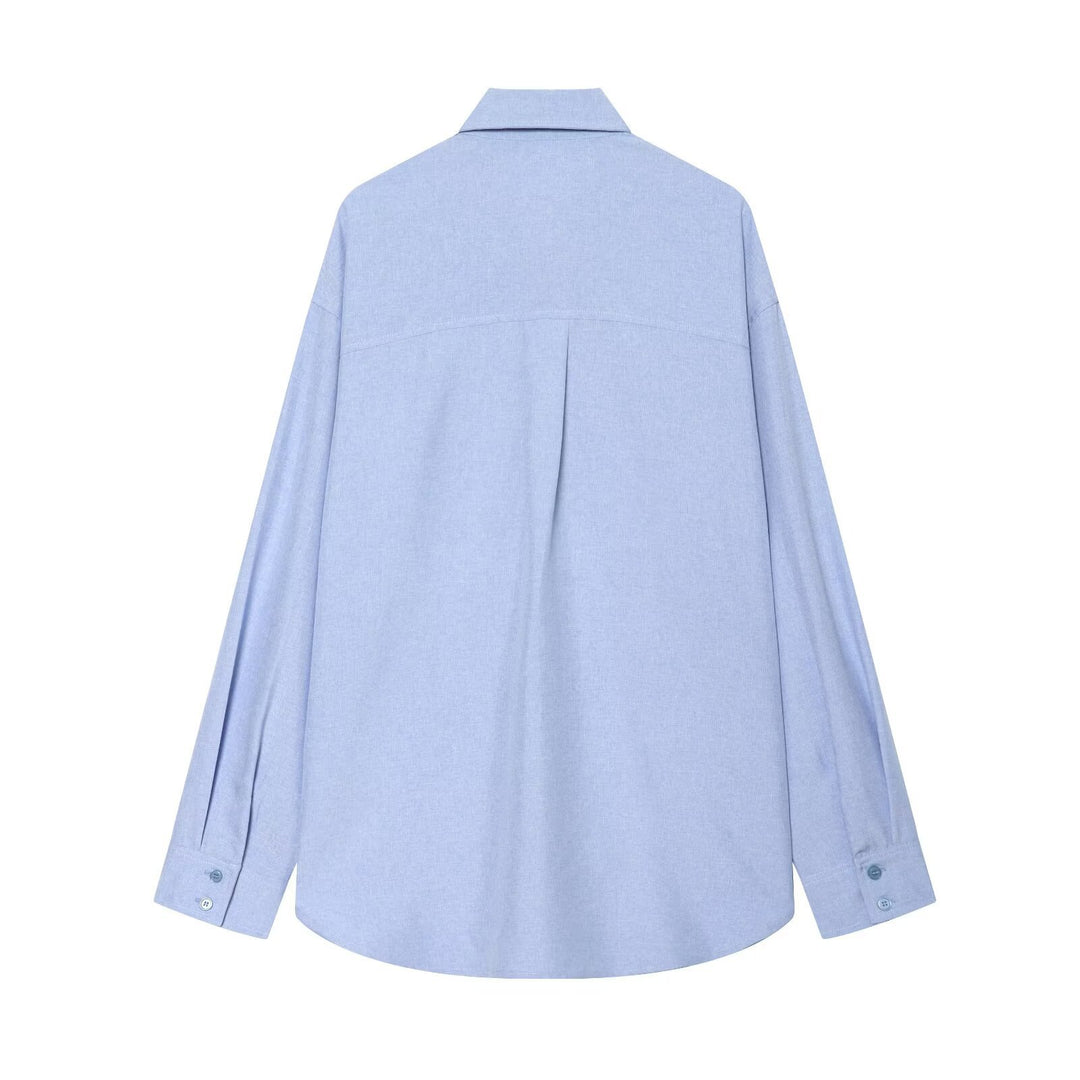 Damen Oversize-Hemdjacke mit Tunnelzug, Zierknotenverschluss und Hemdkragen Nord Taschen