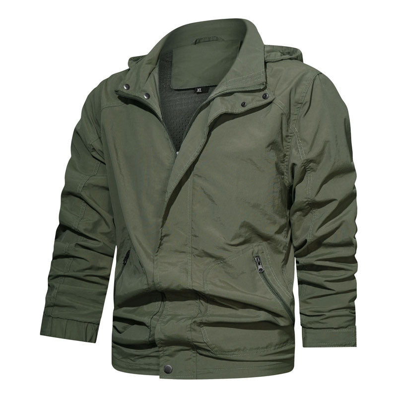 Herren Leichte Fieldjacke mit Kapuze, windabweisender Shell und Reißverschlusstaschen Nord Taschen