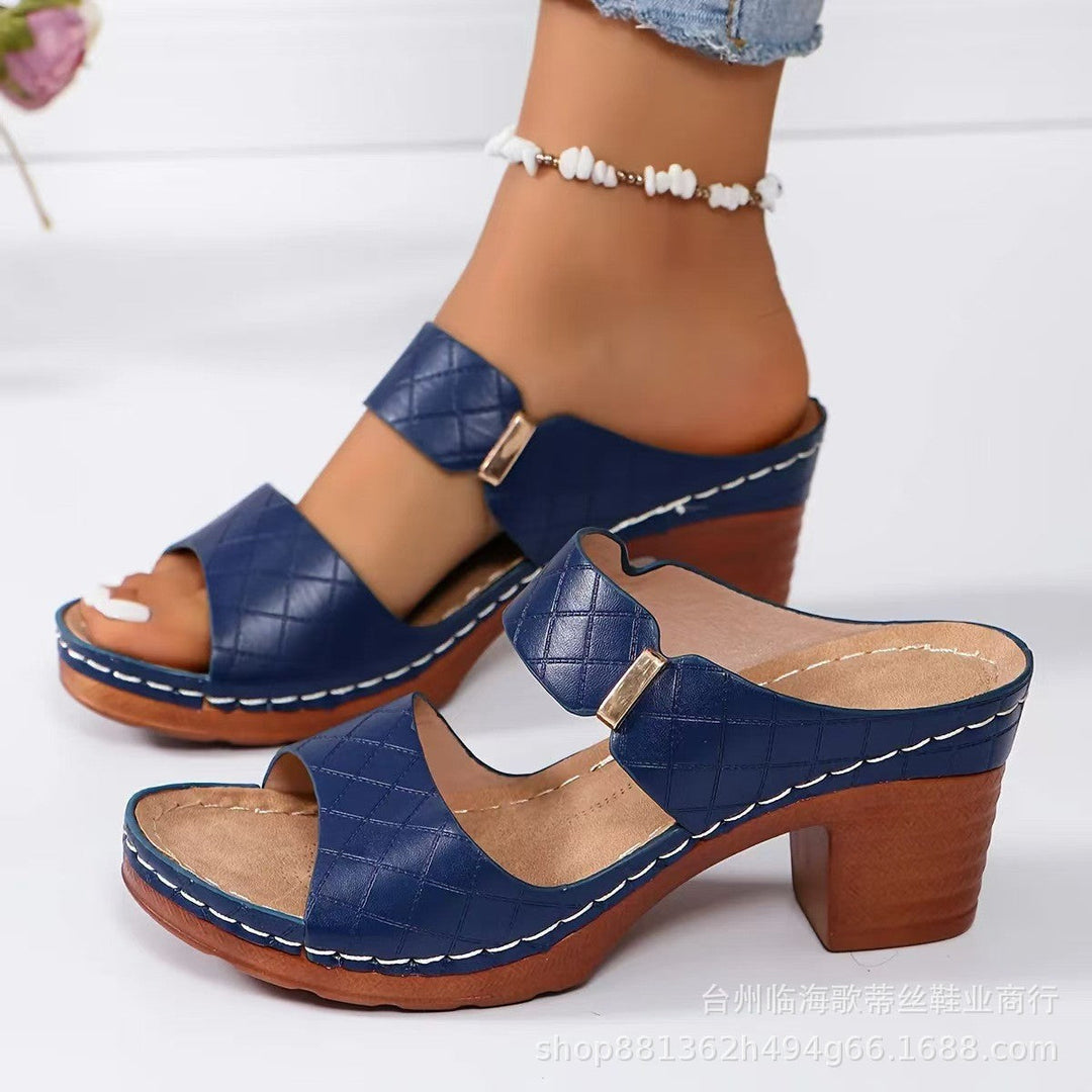 Damen bequeme Absatzsandalen mit atmungsaktiven Riemen und stabiler Laufsohle