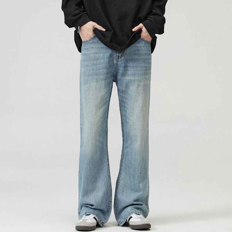 Herren Weite verwaschene Baggy-Jeans mit ausgestelltem Bein und verlängertem Saum Nord Taschen