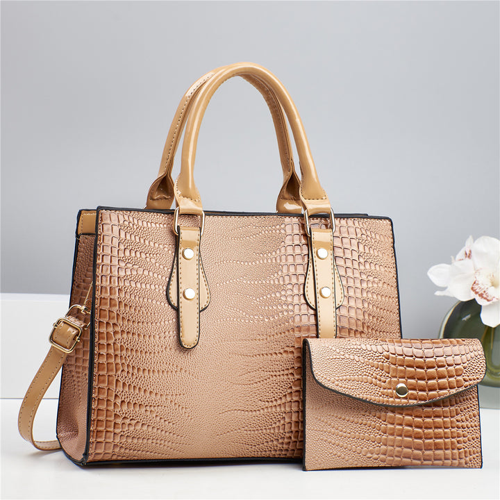 Damen elegante Handtasche mit Kroko-Prägung und abnehmbarer Clutch Nord Taschen