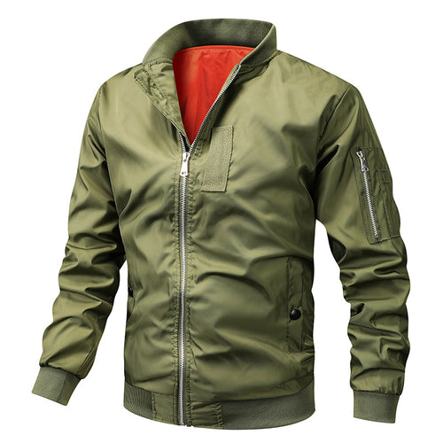 Herren  klassische Piloten-Bomberjacke mit kontrastierendem Innenfutter, Ärmel-Reißverschlusstasche und elastischen Bündchen Nord Taschen