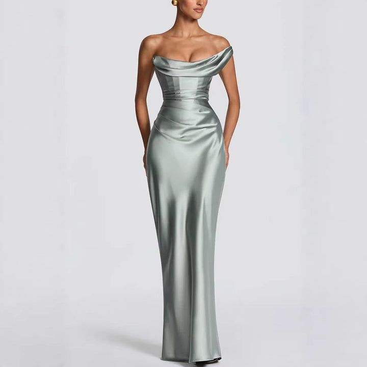 Damen Elegantes Maxikleid mit asymmetrischem Schnitt und fließendem Rock