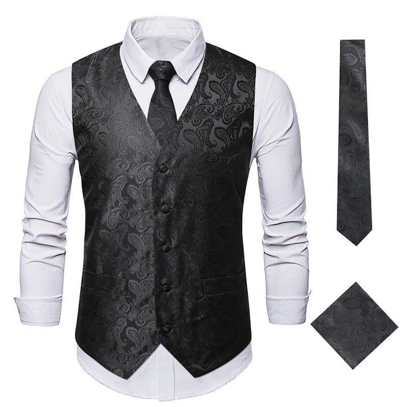 Herren elegante Anzugweste mit eleganten Paisley-Muster und passendem Zubehör Nord Taschen
