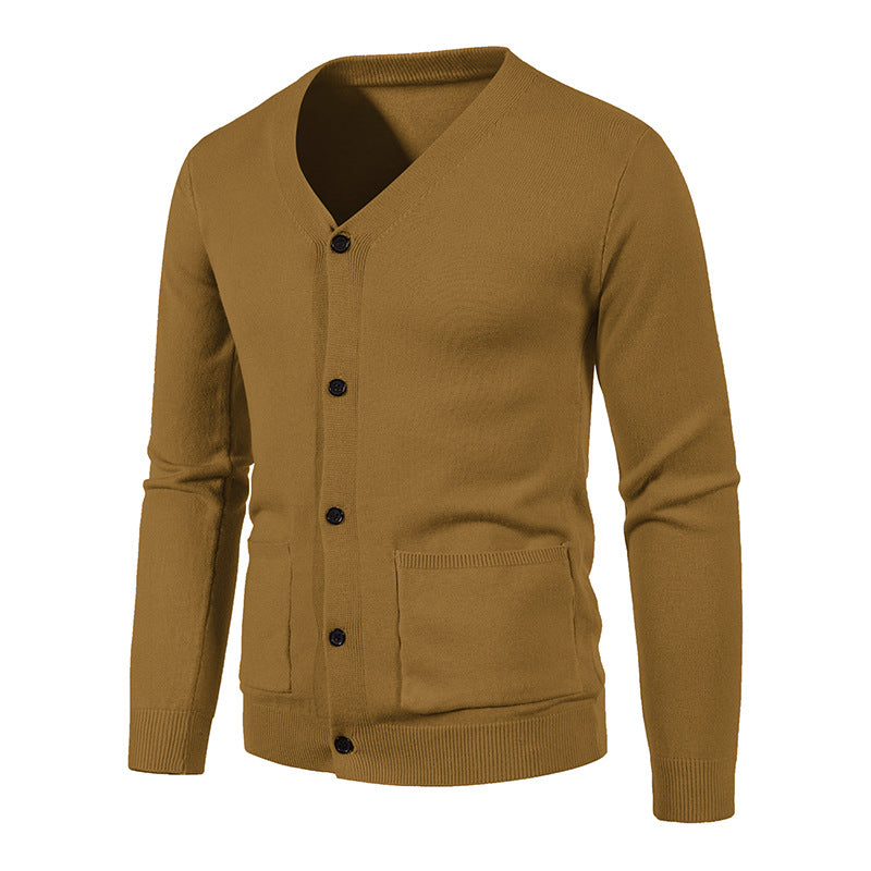 Herren Feinstrick-Cardigan mit V-Ausschnitt, Knopfleiste und aufgesetzten Taschen Nord Taschen