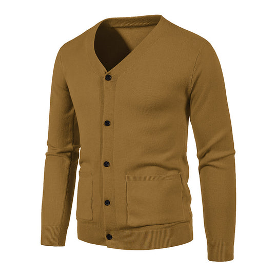 Herren Feinstrick-Cardigan mit V-Ausschnitt, Knopfleiste und aufgesetzten Taschen Nord Taschen