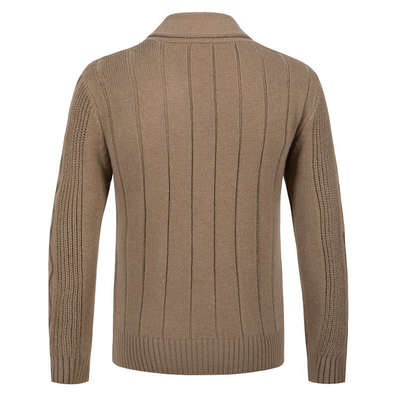 Herren Kabelstrick-Cardigan mit Schalkragen und Knopfleiste Nord Taschen