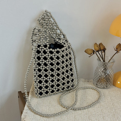 Damen Glitzernde Clutch Tasche mit einzigartigem Perlenmuster Nord Taschen