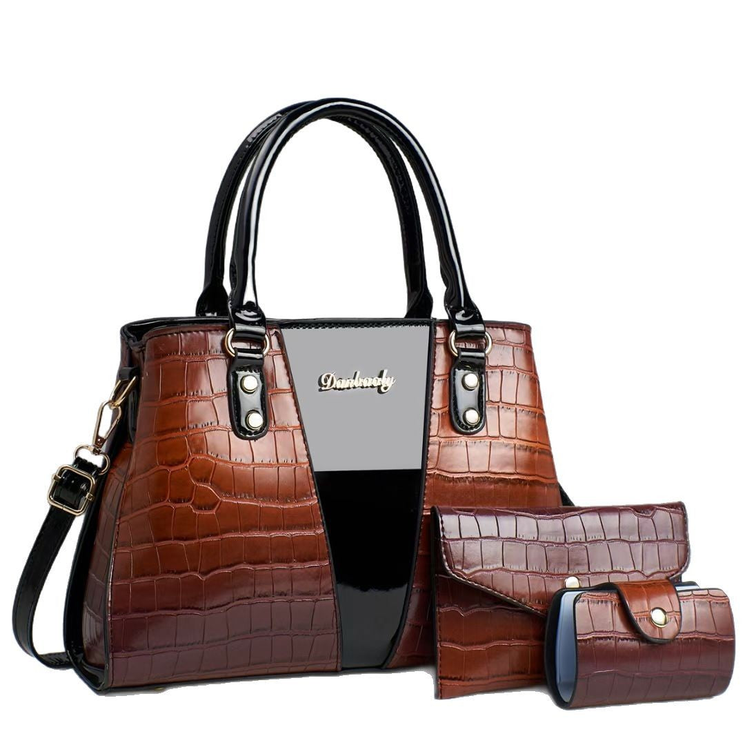 Damen elegante Handtasche mit Kroko-Prägung und abnehmbarer Geldbörse Nord Taschen