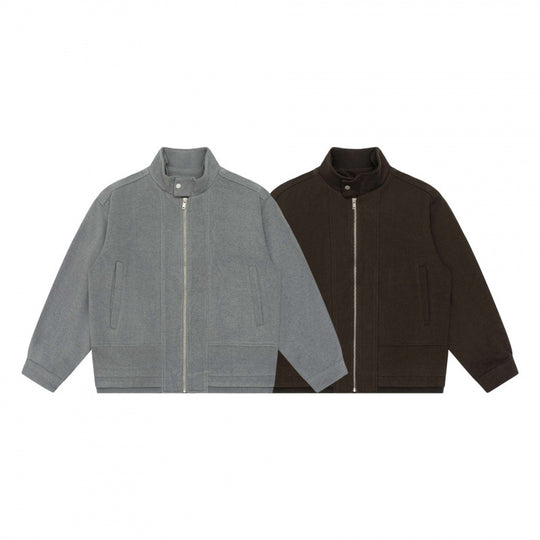 Herren Kurz geschnittener Boxy‑Blouson aus Wollmix mit Stehkragen, Metallreißverschluss und verdeckten Eingrifftaschen Nord Taschen