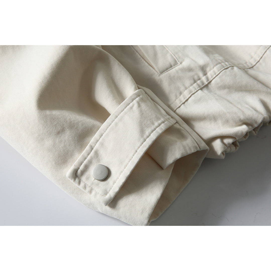 Herren Kurz geschnittene Boxy‑Blousonjacke mit Lederimitat‑Kragen, Tunnelzugsaum und Druckknopfmanschetten Nord Taschen