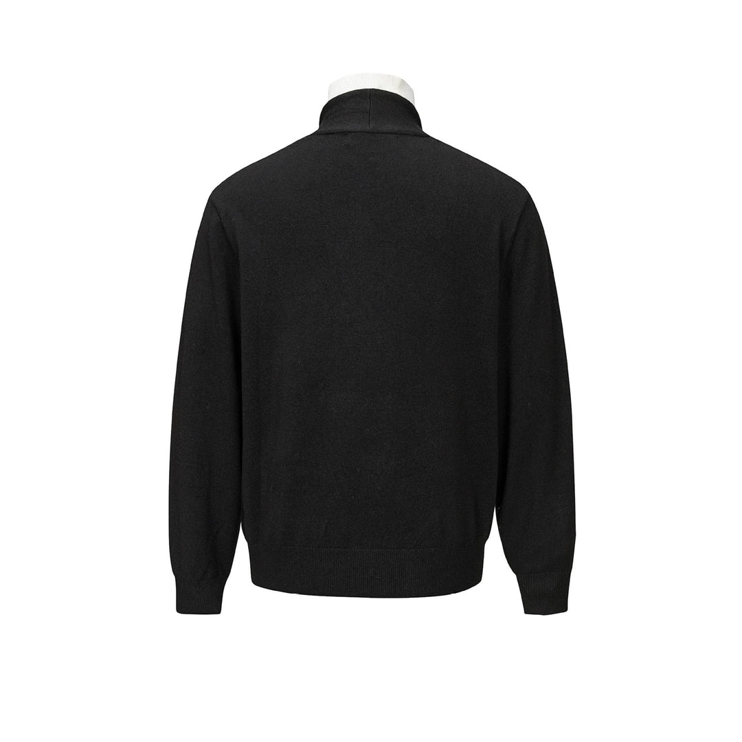 Herren Feinstrick-Layering-Cardigan mit tiefem V-Ausschnitt und integriertem Polokragen Nord Taschen