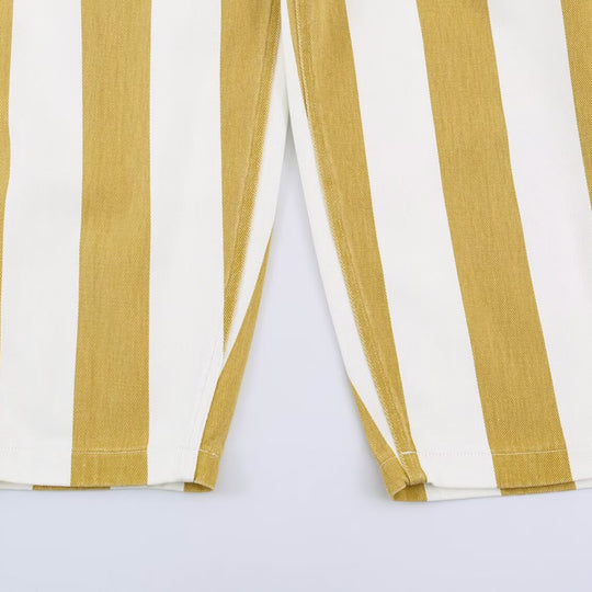 Damen Gestreifte Highwaist Fünf-Taschen-Hose mit geradem Bein Nord Taschen