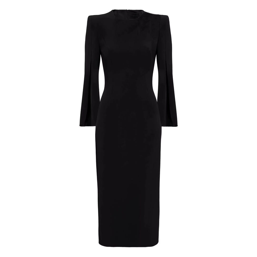 Damen Schlankes Abendkleid mit Cape-Ärmeln und tailliertem Schnitt Nord Taschen
