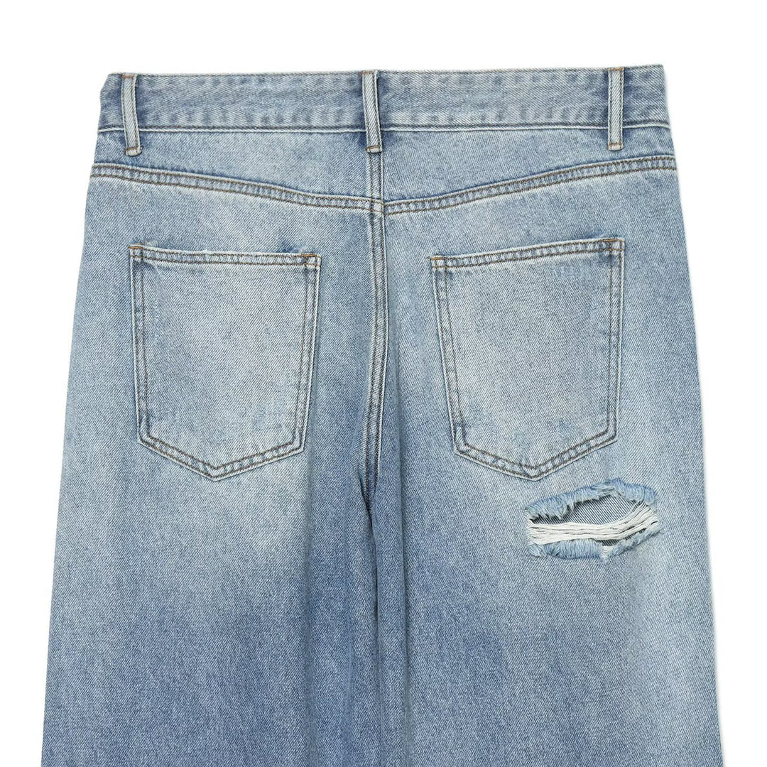 Damen Weite Denim-Jeans mit Glitzerfinish und hoher Taille Nord Taschen