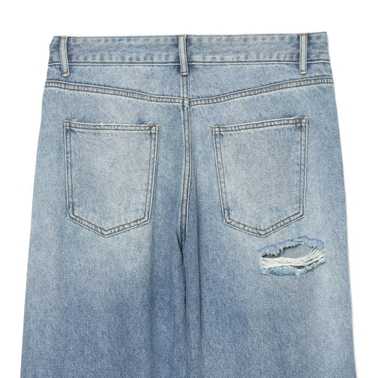 Damen Weite Denim-Jeans mit Glitzerfinish und hoher Taille Nord Taschen
