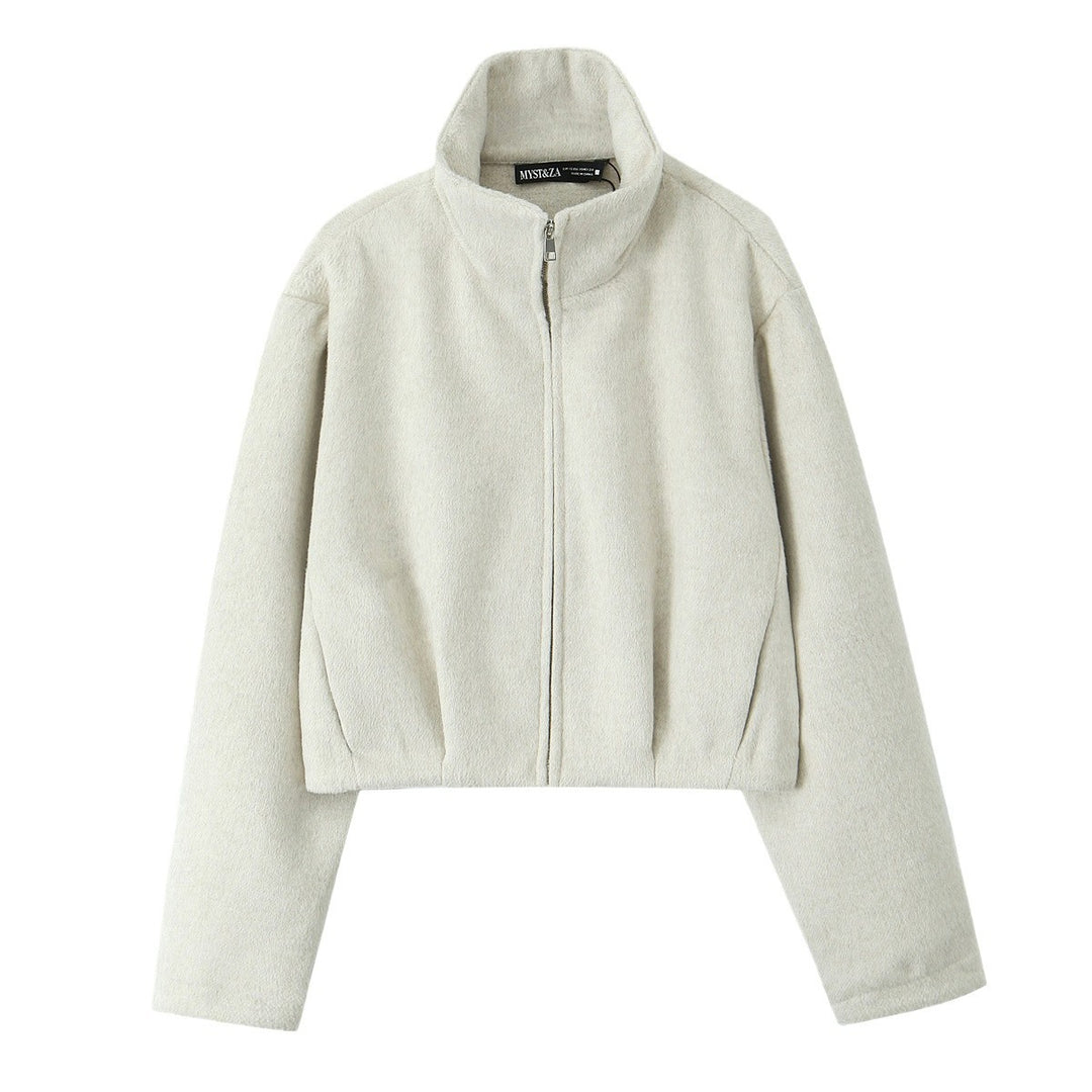 Damen Kastige Fleecejacke mit Stehkragen und verdecktem Reißverschluss Nord Taschen