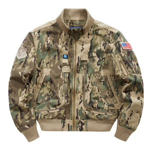 Herren Bomberjacke im Fliegerstil mit taktischen Mehrfachtaschen und Patch-Details Nord Taschen
