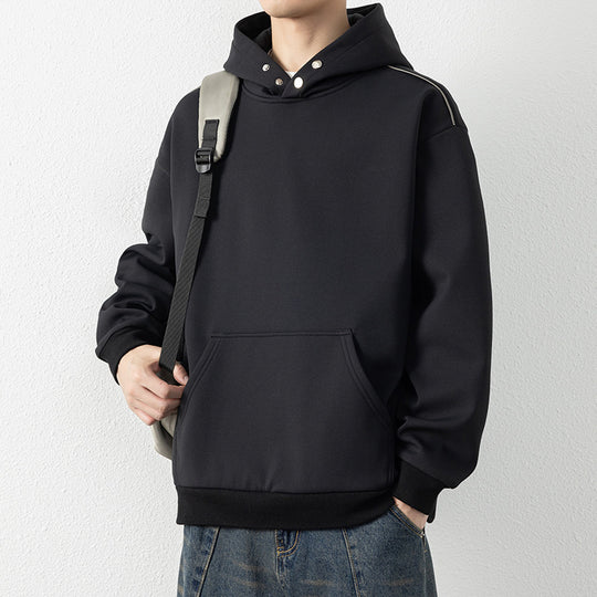 Herren Oversize-Kapuzenpullover mit Kängurutasche & Druckknopf-Hals Nord Taschen