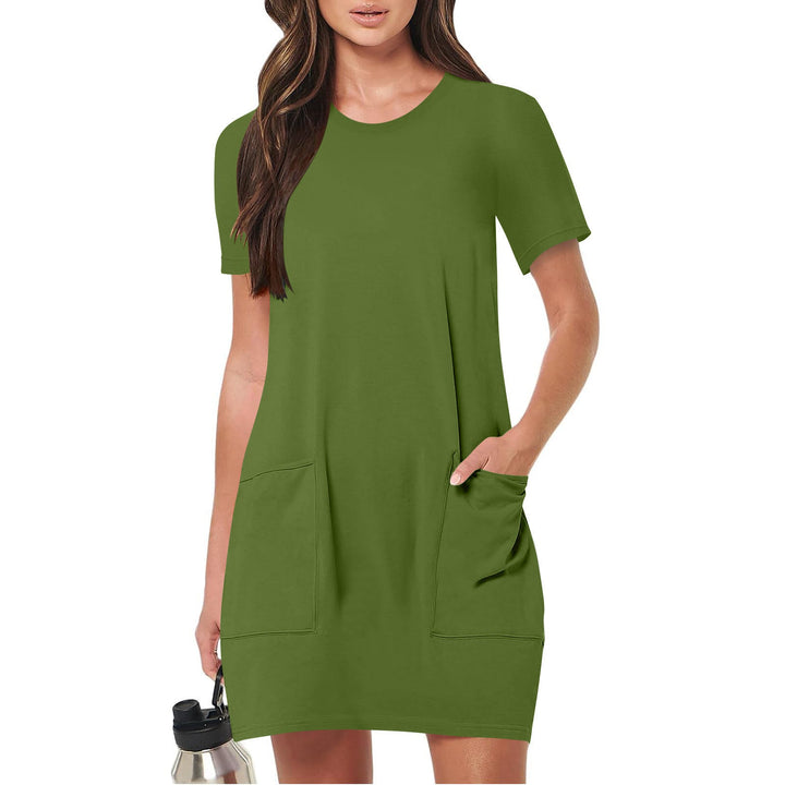 Damen lässiges T-Shirt-Kleid mit praktischen Taschen