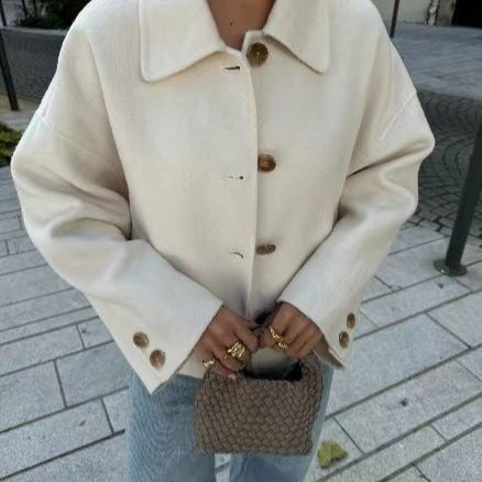 Damen Kurzmantel aus Woll-Mix mit Oversize‑Silhouette und verdeckter Knopfleiste Nord Taschen