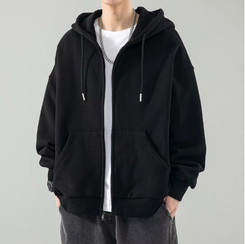 Herren Oversize-Kapuzenjacke mit durchgehendem Reißverschluss, doppellagiger Kapuze und Kängurutaschen Nord Taschen