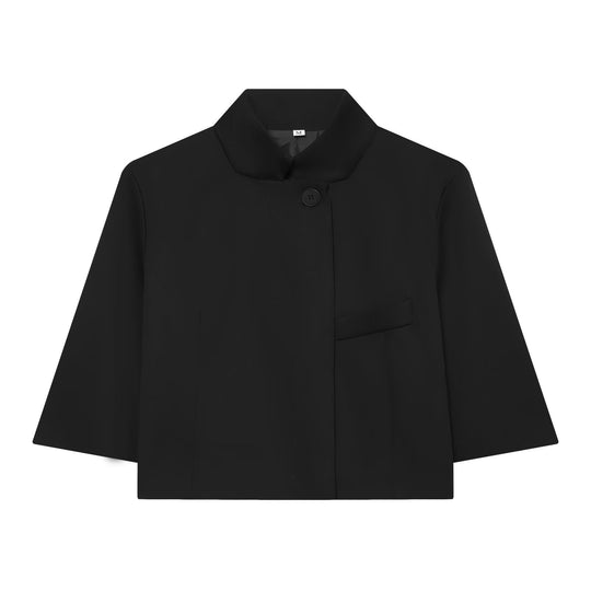 Damen Kurzgeschnittene Boxy-Jacke mit Stehkragen und Dreiviertelärmeln Nord Taschen