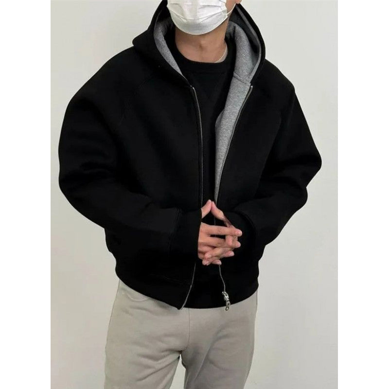 Herren Oversize-Kapuzensweatjacke aus schwerem French-Terry mit Zwei-Wege-Reißverschluss Nord Taschen