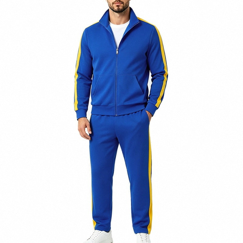 Herren Jogginganzug-Set aus French-Terry mit Stehkragen, Seitenstreifen und Reißverschlussjacke Nord Taschen
