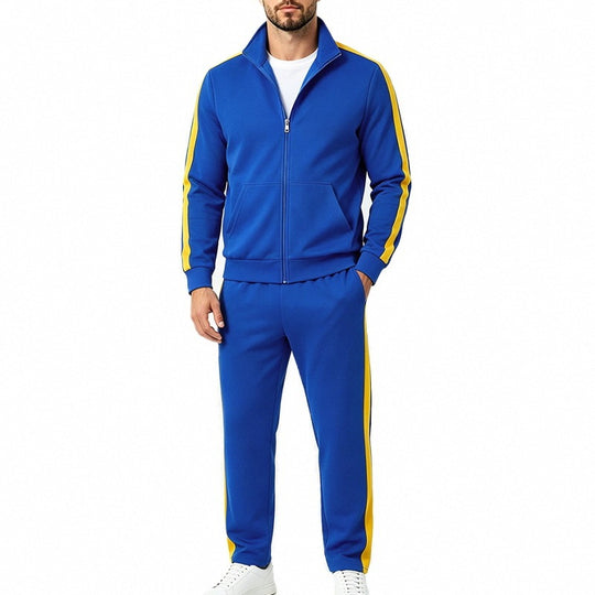 Herren Jogginganzug-Set aus French-Terry mit Stehkragen, Seitenstreifen und Reißverschlussjacke Nord Taschen