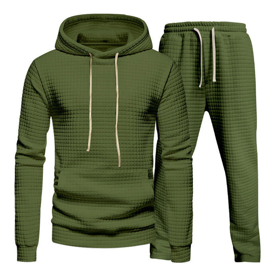 Herren Waffelstruktur-Freizeitset mit Kapuzenpullover und Tunnelzug-Jogginghose Nord Taschen