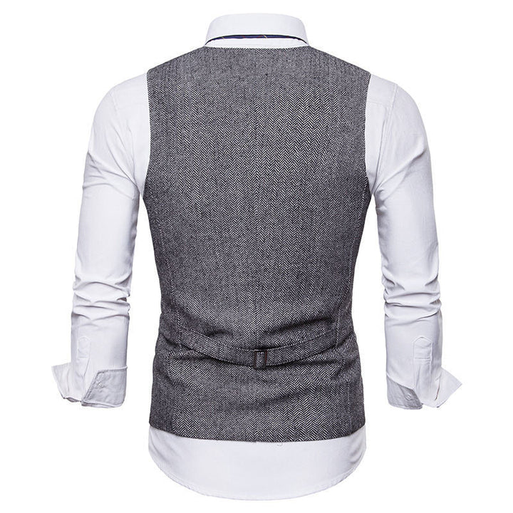 Herren elegante Weste im klassischen Herringbone-Design mit praktischen Taschen