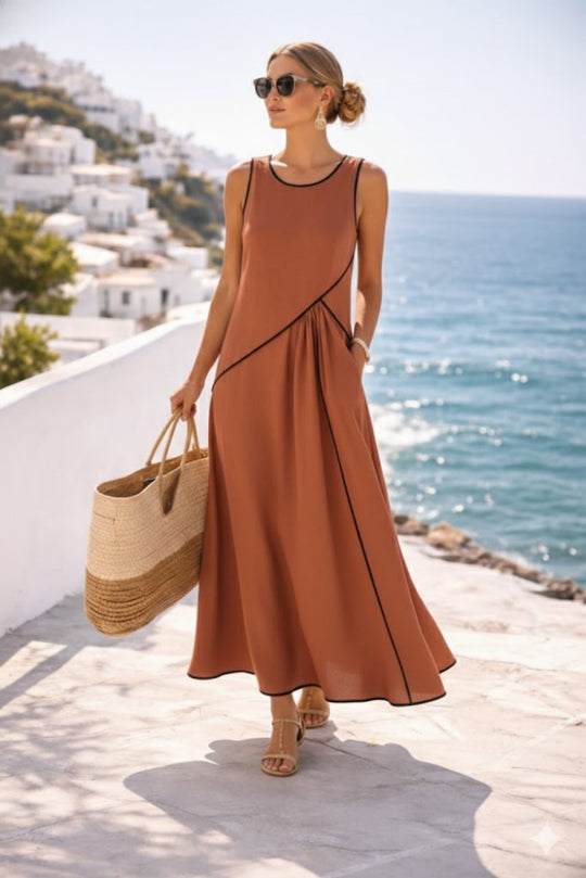 Damen Maxikleid mit fließendem Schnitt und asymmetrischem Design