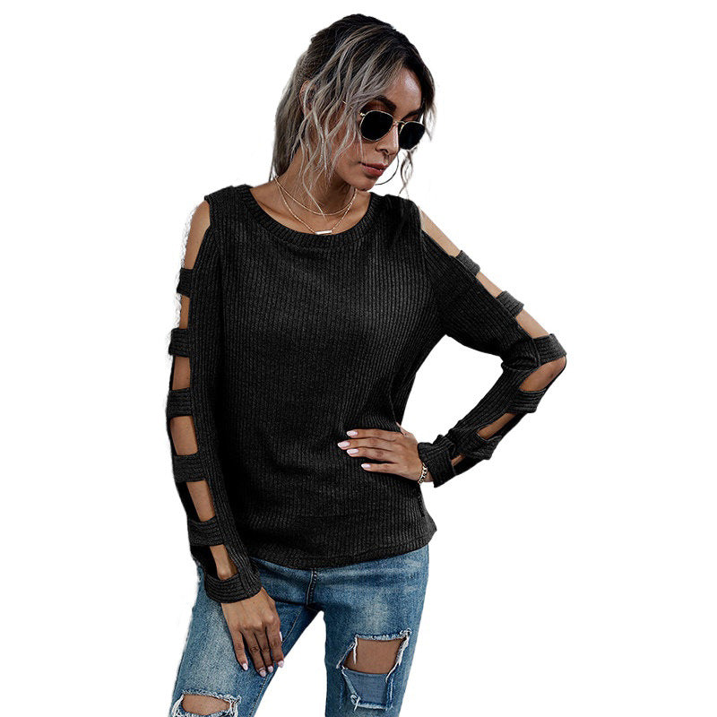 Damen Bequemer Pullover mit Cut-Out-Details Nord Taschen