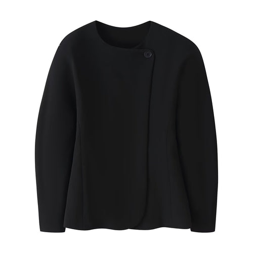 Damen Minimalistische Kurzjacke mit asymmetrischer Blende und Rundhalsausschnitt Nord Taschen