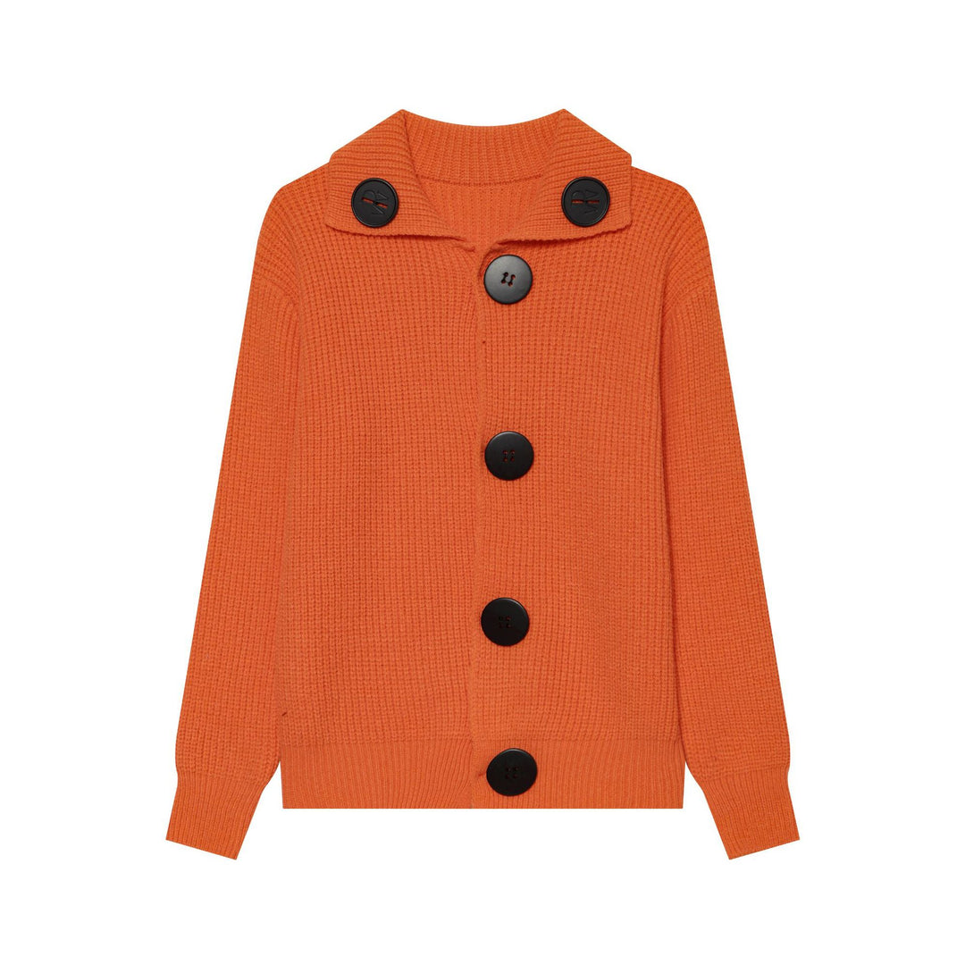 Damen Oversized Grobstrick-Cardigan mit großem Schalkragen und Zierknöpfen Nord Taschen
