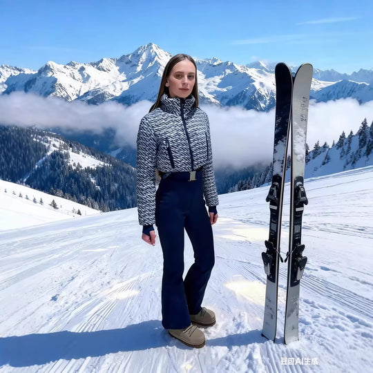Damen Zweiteiliges Ensemble aus strukturierter Kurzjacke und hochgeschnittener Schlaghose Nord Taschen