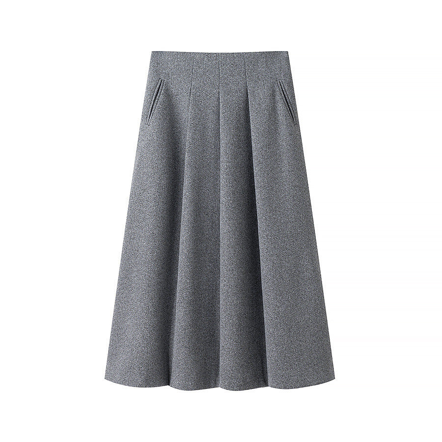 Damen Elegantes zweiteiliges Wollmix-Blazer- und Midirock-Set mit ausgestelltem Midirock Nord Taschen
