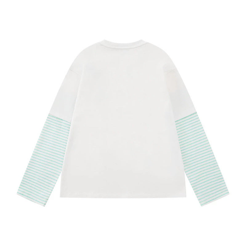 Damen Lagen-Langarmshirt im Layer-Look mit gestreiften Einsatzärmeln und verspieltem Grafik-Doodle-Print Nord Taschen