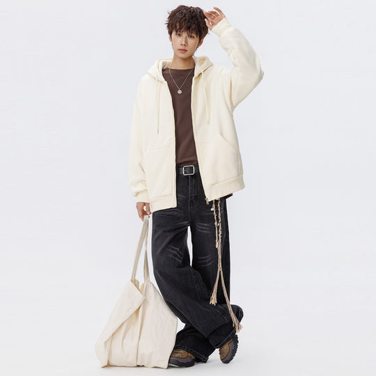 Unisex Oversize Kapuzen-Sweatjacke mit durchgehendem Reißverschluss, Kängurutaschen und gerippten Bündchen Nord Taschen