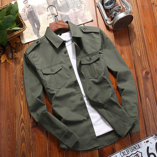 Herren Field-Overshirt aus Baumwollmix mit Brustklappen und Schulterpatten Nord Taschen