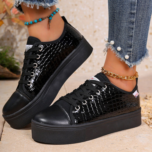 Damen Sneakers mit strukturiertem Obermaterial und bequemem Plateau Nord Taschen