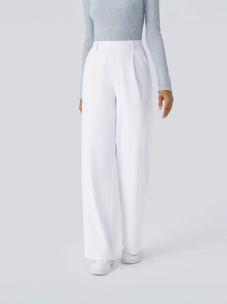 Damen Elegante High‑Waist Palazzo‑Hose mit vorderen Bundfalten und Eingrifftaschen Nord Taschen