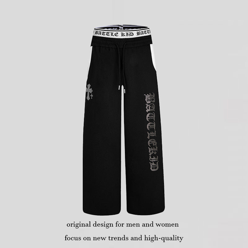 Damen weite Lounge-Jogginghose mit hohem Logobund, Gothic-Print und Kordelzug Nord Taschen
